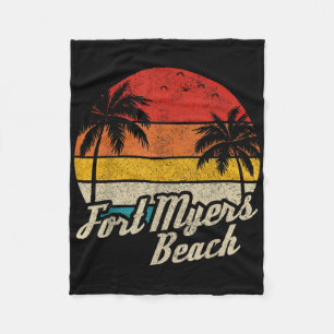 Fort Myers Beach Florida Fl Vintage Zonsondergang  Fleece Deken