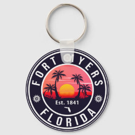 Fort Myers Beach Florida Retro Sunset Souvenirs Sleutelhanger