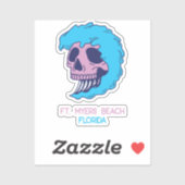 Fort Myers Beach Florida Schedelgolven Sticker (Vel)