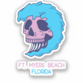 Fort Myers Beach Florida Schedelgolven Sticker (Voorkant)
