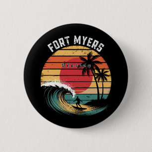 Fort Myers Beach Florida Strand Surfen  Ronde Button 5,7 Cm