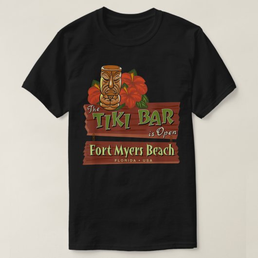 Fort Myers Beach Florida Tiki Bar-ontwerp T-shirt (Design voorkant)