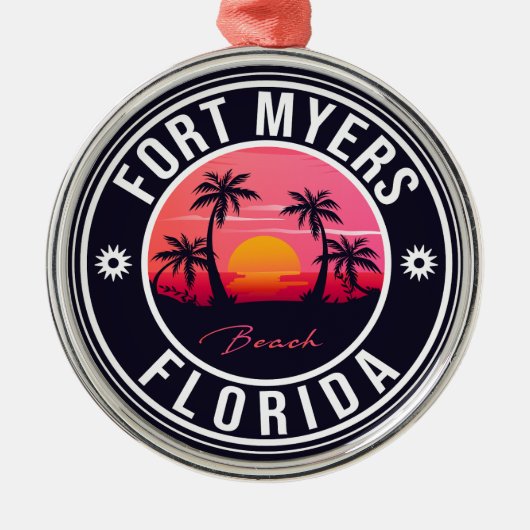 Fort Myers Beach Retro - Florida Souvenirs Metalen Ornament (Voorkant)