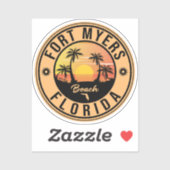 Fort Myers Beach Retro - Florida Souvenirs Sticker (Vel)