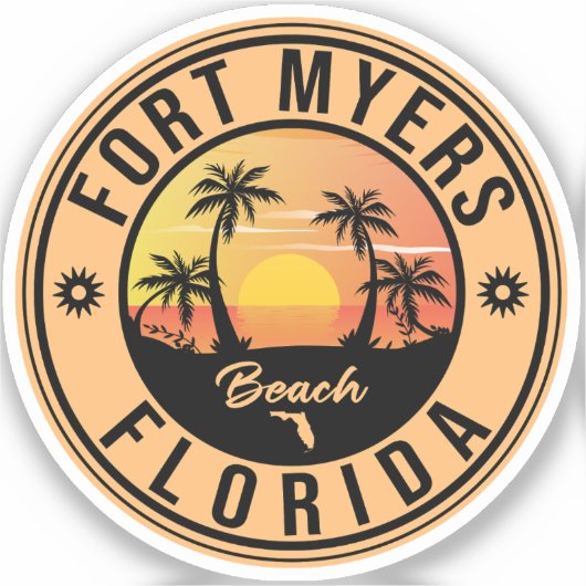 Fort Myers Beach Retro - Florida Souvenirs Sticker (Voorkant)