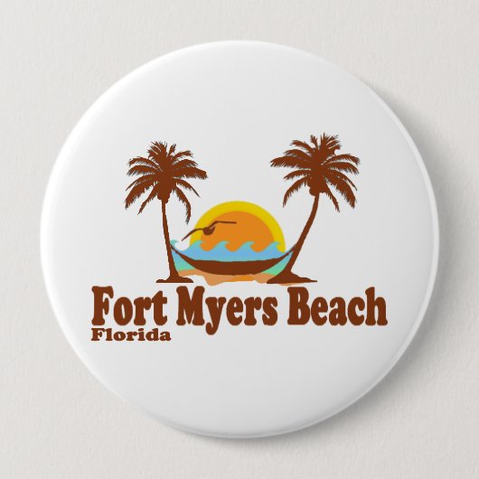 Fort Myers Beach. Ronde Button 4,0 Cm (Voorkant)