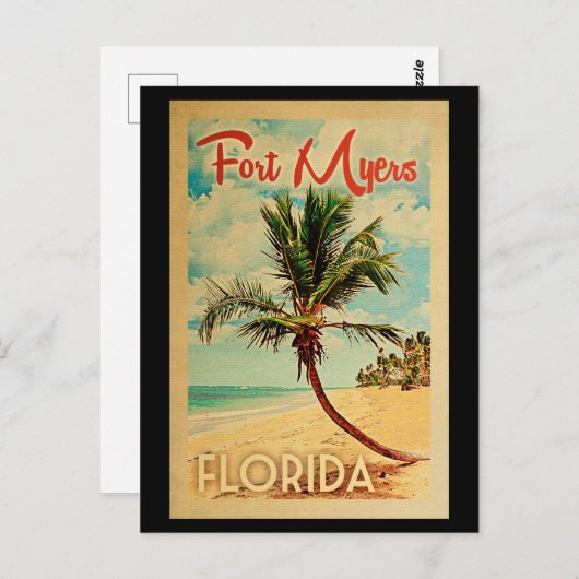 Fort Myers Briefkaart Florida Palm Tree Beach Retr (Voorkant / Achterkant)