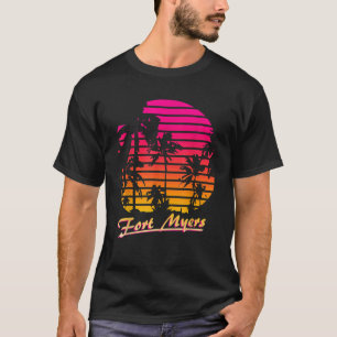Fort Myers Cool 80s Palm Trees Zomerzonsondergang T-shirt