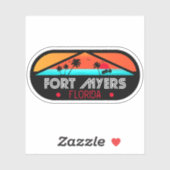Fort Myers Florida Beach - Retro  Souvenir Sticker (Vel)