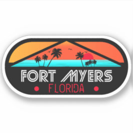 Fort Myers Florida Beach - Retro  Souvenir Sticker