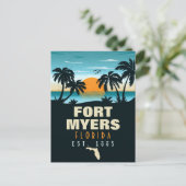 Fort Myers Florida Beach - Retro Sunset 60s Briefkaart (Staand voorkant)