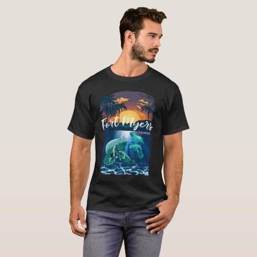 Fort Myers Florida Manatees Vacation Souvenir Man T-shirt (Voorkant volledig)