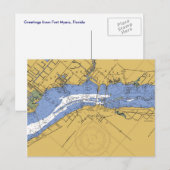 Fort Myers, Florida Nautical Harbour Chart Briefka Briefkaart (Voorkant / Achterkant)