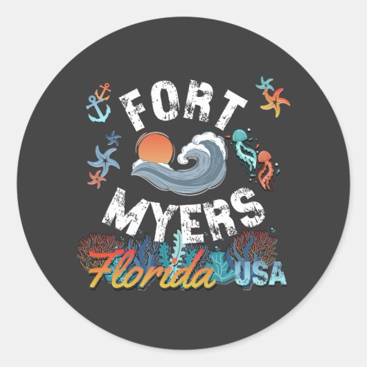 Fort Myers, Florida Ronde Sticker (Voorkant)