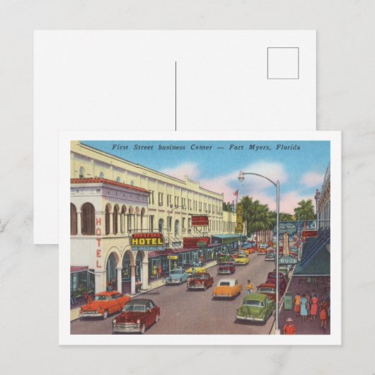 Fort Myers, Florida  scène van de eerste straat Briefkaart (Voorkant / Achterkant)