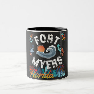 Fort Myers, Florida Tweekleurige Koffiemok