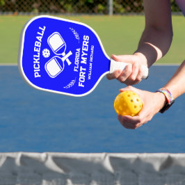 Fort Myers Florida US Blauw en Wit Custom Pickleball Paddle
