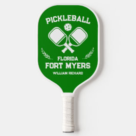 Fort Myers Florida US Green and White Custom Pickleball Paddle
