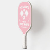 Fort Myers Florida US Roze en Wit Custom Pickleball Paddle (Links)