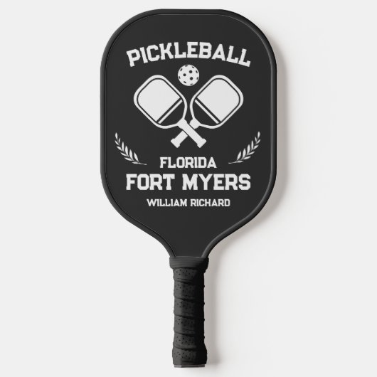 Fort Myers Florida US Zwart-wit Custom Pickleball Paddle (Voorkant)
