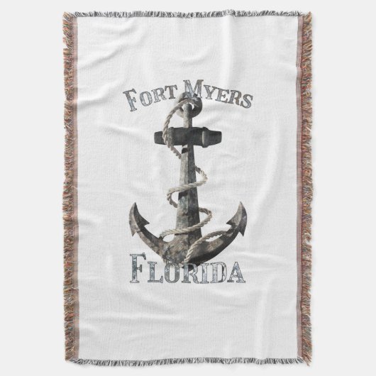 Fort Myers Florida Vacation Nautical Anchor Sailin Deken (Voorkant Verticaal)