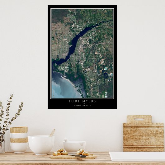 Fort Myers Florida van Space Satellite Map Poster (Keuken)