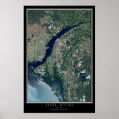 Fort Myers Florida van Space Satellite Map Poster (Voorkant)