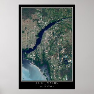 Fort Myers Florida van Space Satellite Map Poster