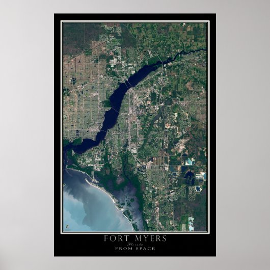 Fort Myers Florida van Space Satellite Map Poster (Voorkant)