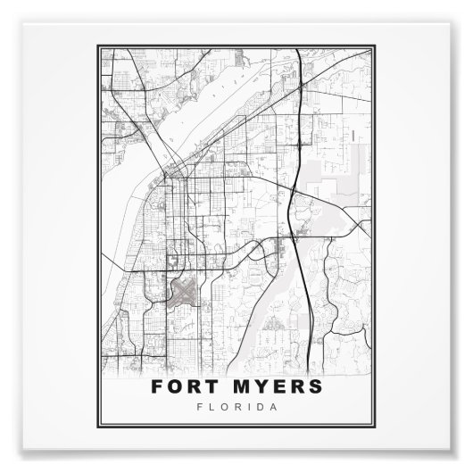Fort Myers Kaart Foto Afdruk (Voorkant)
