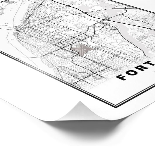 Fort Myers Map Foto Afdruk (Hoek)