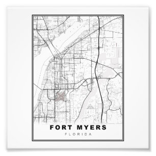 Fort Myers Map Foto Afdruk