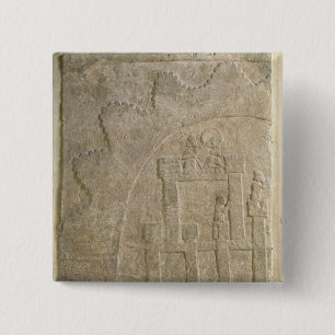 Fort onder Siege, uit Nimrud, Irak Vierkante Button 5,1 Cm