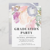 Fort pasta Waterverf Floral Graduation Party Kaart (Voorkant / Achterkant)
