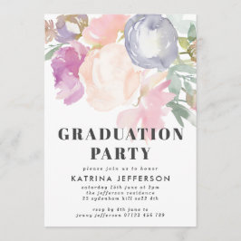 Fort pasta Waterverf Floral Graduation Party Kaart