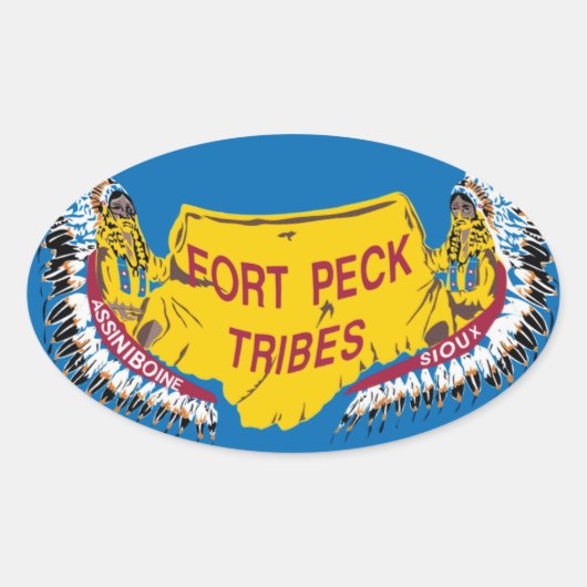 Fort Peck Assiniboine Vlagsticker Ovale Sticker (Voorkant)