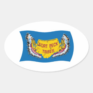 Fort Peck Assiniboine Vlagsticker Ovale Sticker