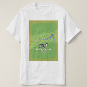 Fort Peck Lake Montana USA kaart T-shirt