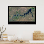 Fort Peck Lake Montana van ruimtesatellietkunst Poster (Keuken)