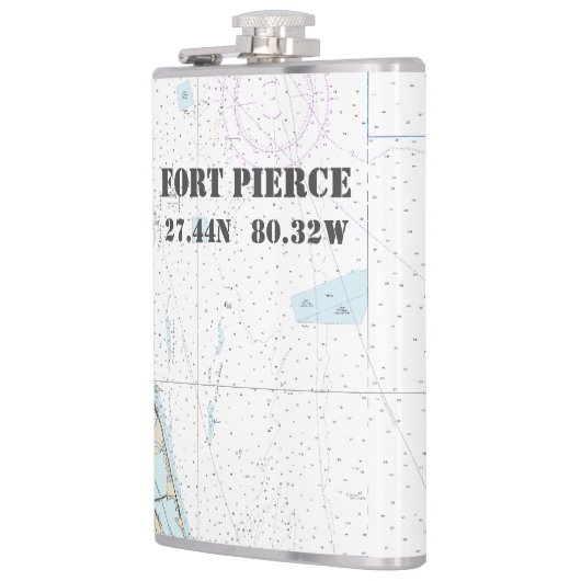 Fort Pierce FL Latitude Lengtegraad Nautical Chart Heupfles (Links)