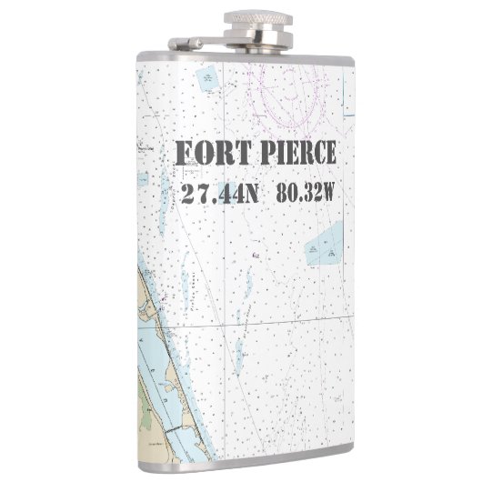 Fort Pierce FL Latitude Lengtegraad Nautical Chart Heupfles (Rechts)