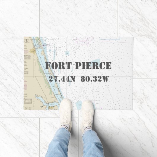 Fort Pierce FL Latitude Longitude Nautical Boating Deurmat (Binnen)
