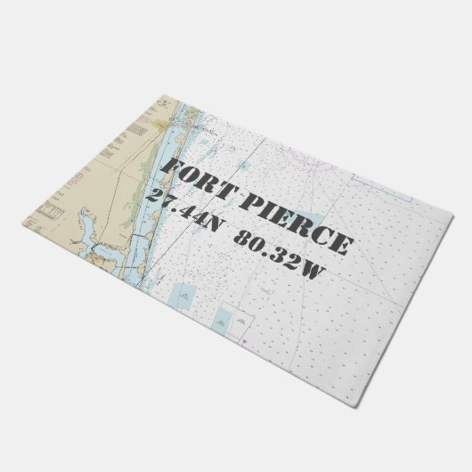 Fort Pierce FL Latitude Longitude Nautical Boating Deurmat (Schuin)