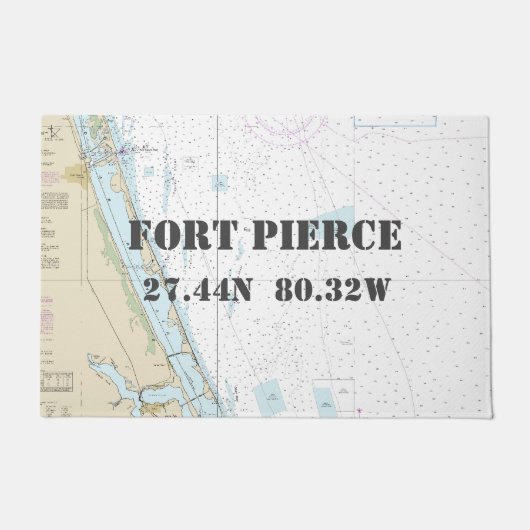 Fort Pierce FL Latitude Longitude Nautical Boating Deurmat (Voorkant)