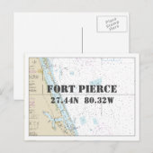 Fort Pierce FL Nautical Chart Latitude Lengtegraad Briefkaart (Voorkant / Achterkant)