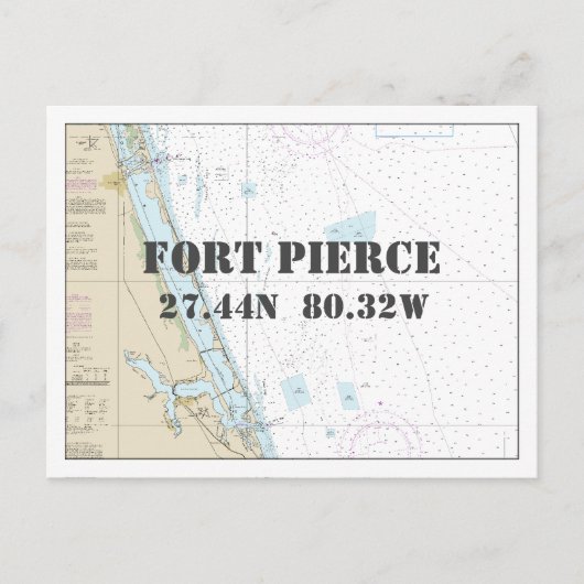 Fort Pierce FL Nautical Chart Latitude Lengtegraad Briefkaart (Voorkant)