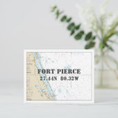 Fort Pierce FL Nautical Chart Latitude Lengtegraad Briefkaart (Staand voorkant)