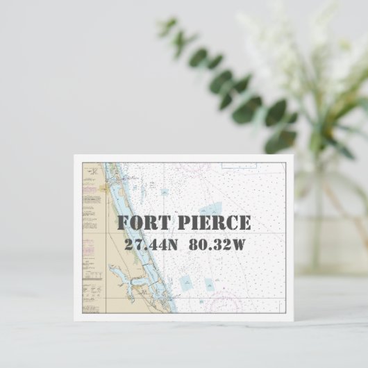 Fort Pierce FL Nautical Chart Latitude Lengtegraad Briefkaart (Staand voorkant)