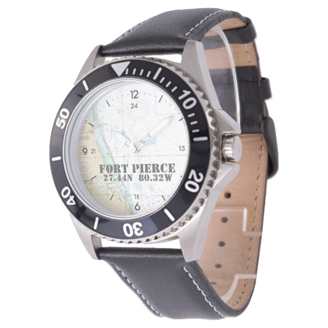 Fort Pierce, FL Nautische breedtegraad Horloge (Gekanteld)