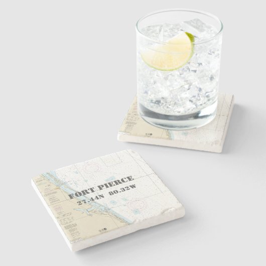 Fort Pierce, Florida Authentic Boating Chart Stenen Onderzetter (Zijkant)